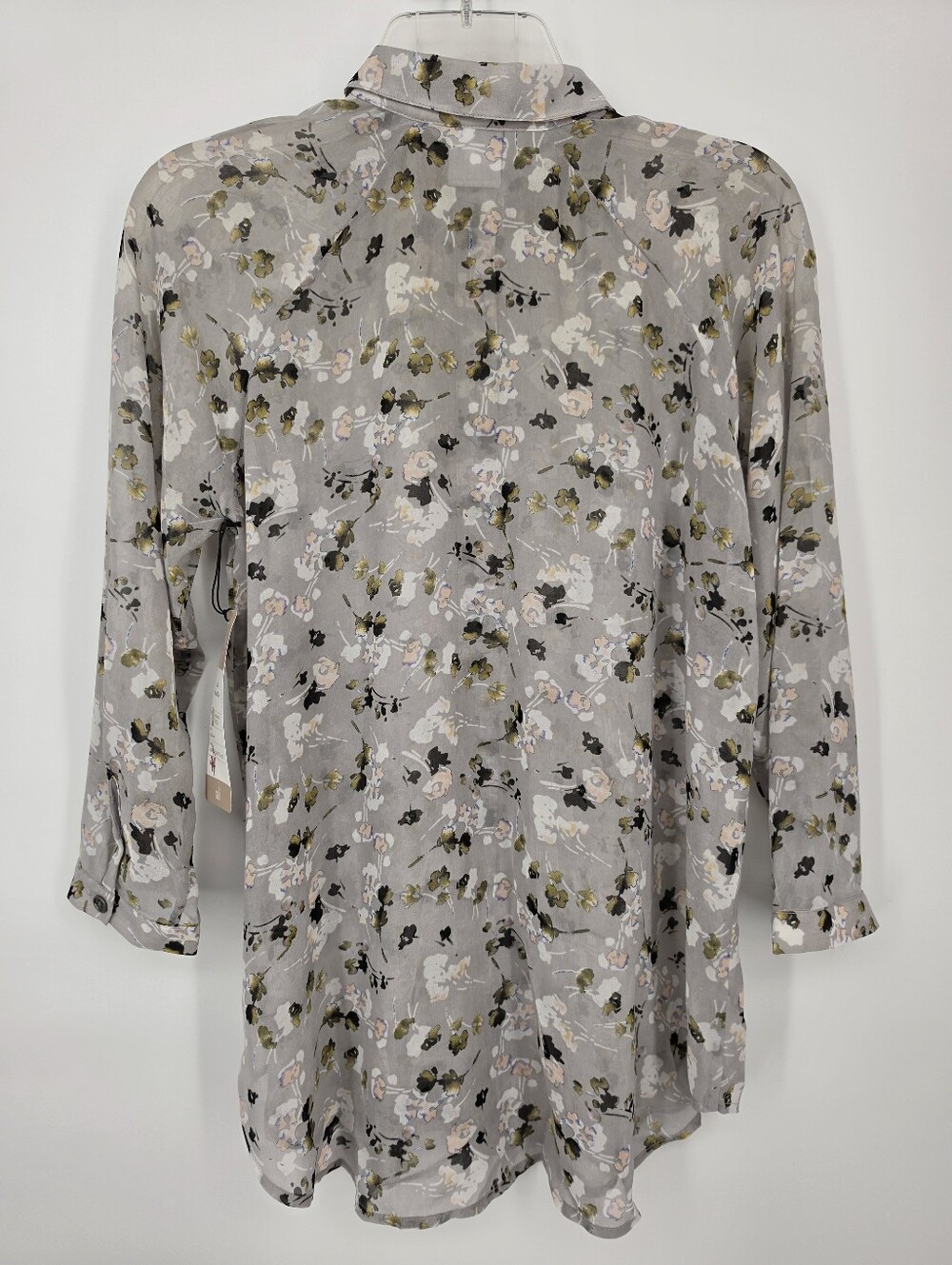 NWT Cabi 5204 Matinee Floral Sheer Blouse Gray XS Cottagecore Boho Seaside Chic